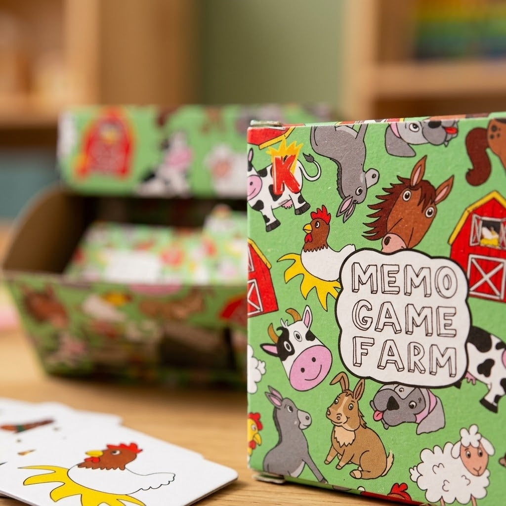 Farm Memory Game 28 Cards Mini Matching Pairs - close-up