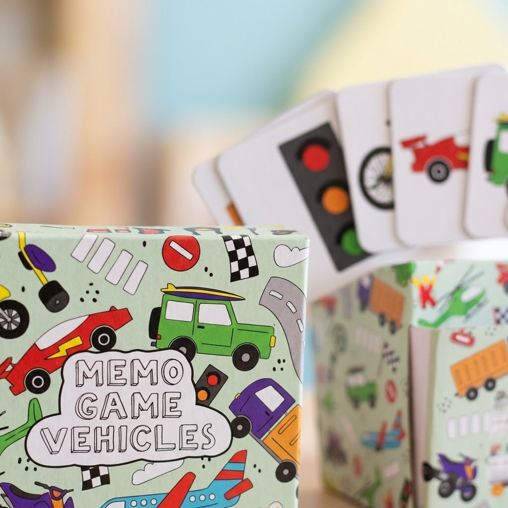 Vehicle Memory Game 28 Cards Mini Matching Pairs - close-up
