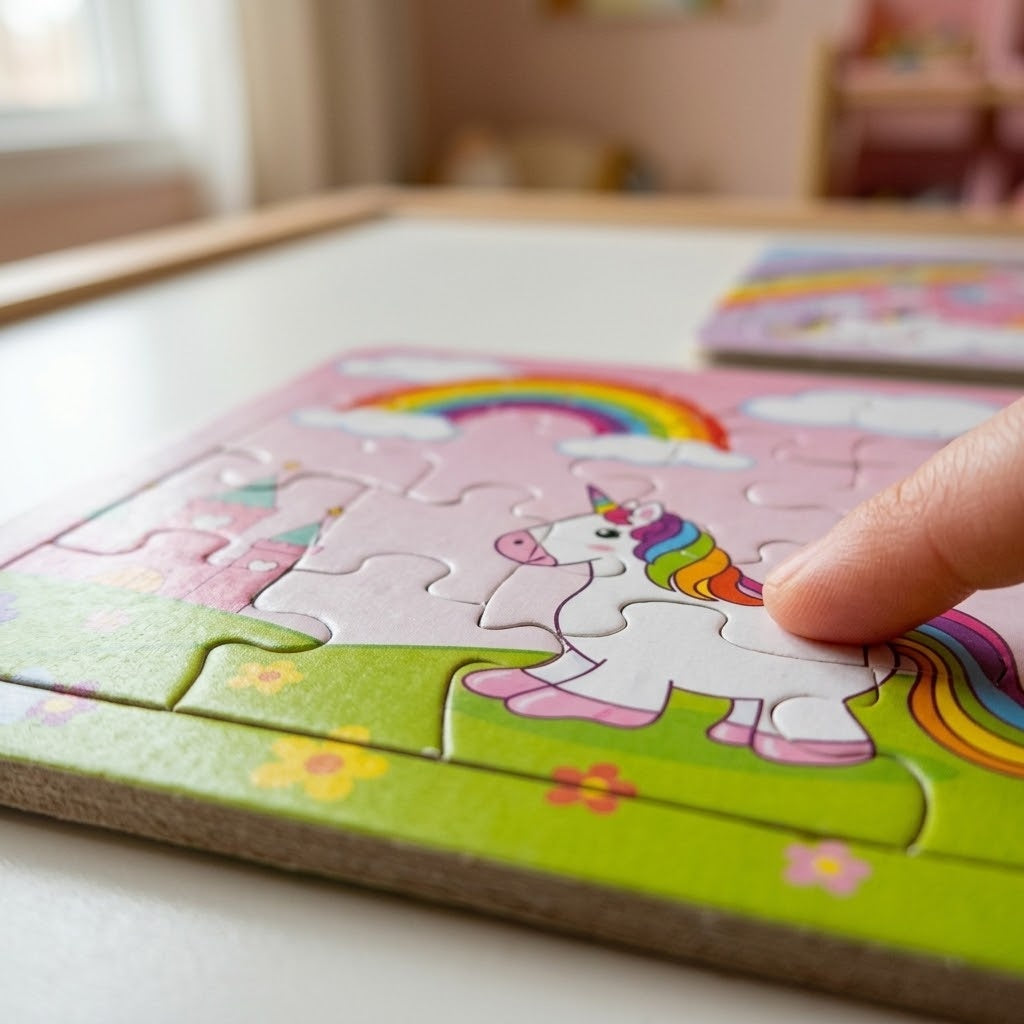 Unicorn Jigsaw Puzzle 16 Pieces 14 x 14 cm - close-up