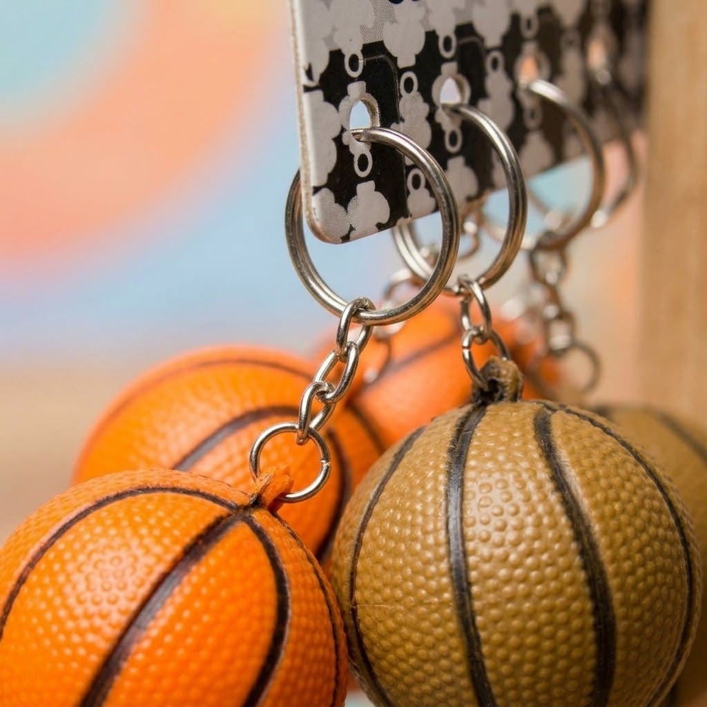 Basketball Keychain 40 mm Sports Key Ring - close-up