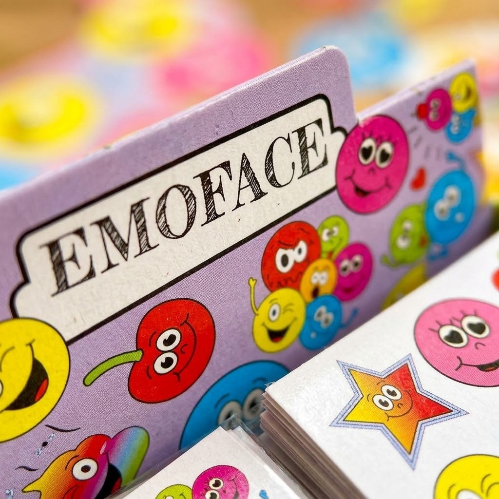 Funny Face Emoji Stickers Sheet of 12 - close-up