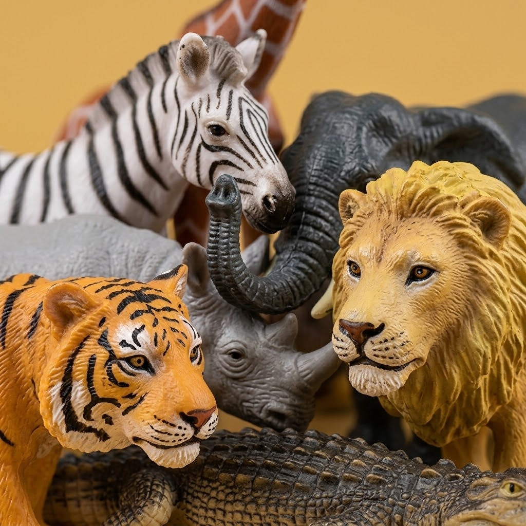 Realistic Safari Animal Figure with Collector Card - close-up