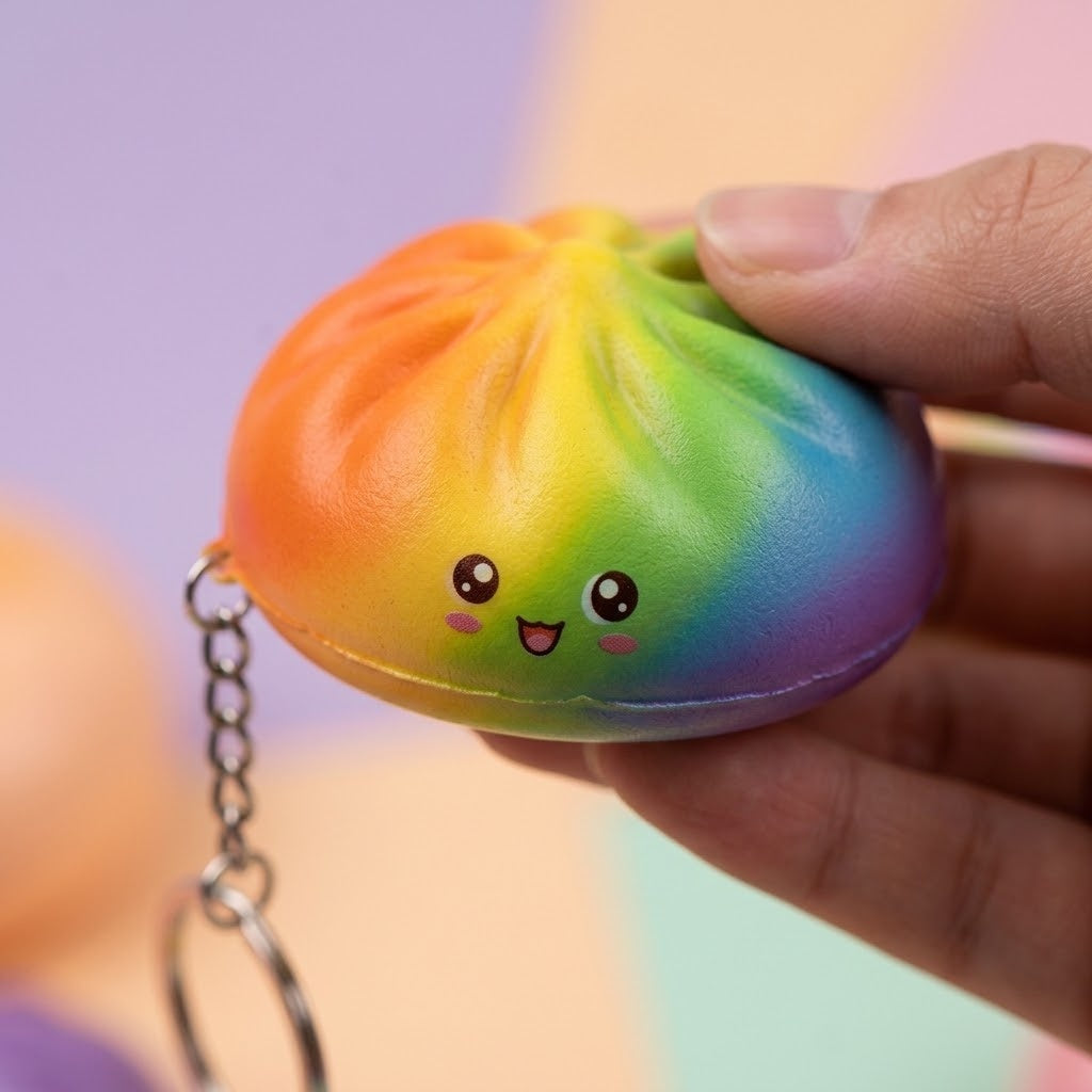 Squishy Dumpling Keychain Moshi Foam Toy 5 cm - close-up