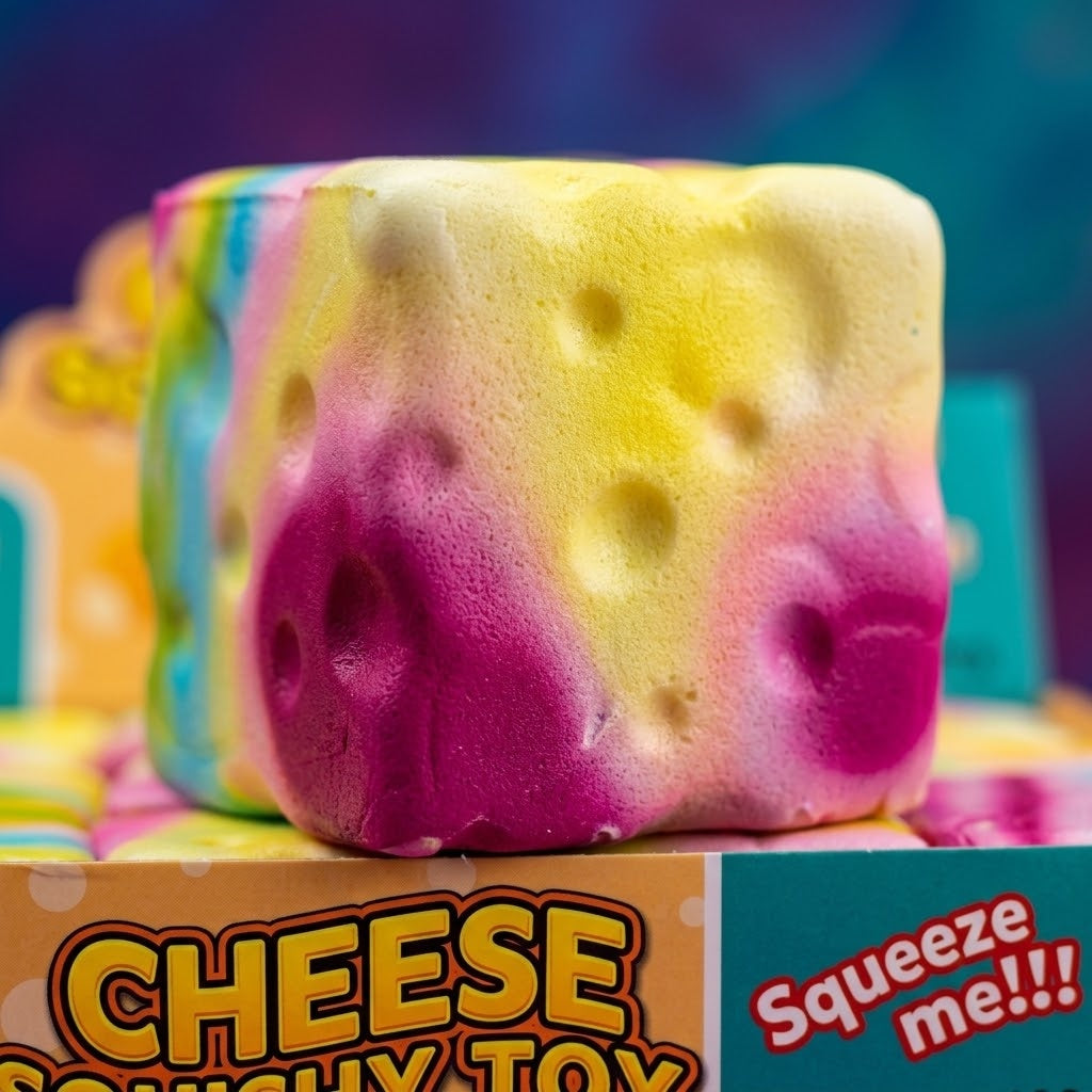 Rainbow Cheese Squishy Stress Toy, 5 cm - close-up