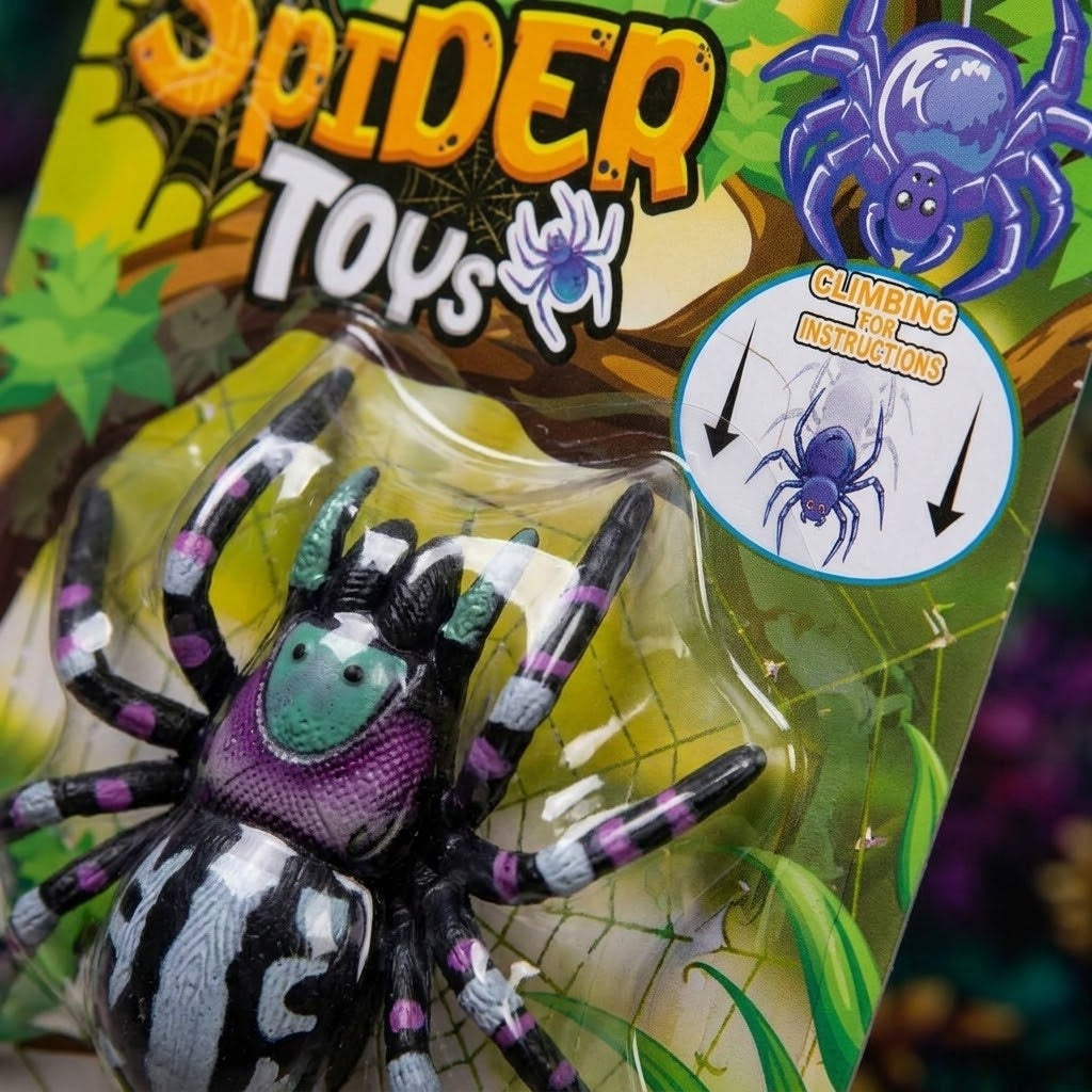 Sticky Wall Crawling Spider on Reel 9 cm - close-up