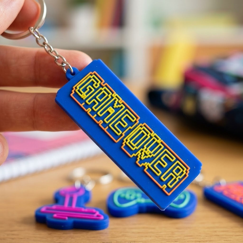 Gamer Keychain Video Game Key Ring for Kids - close-up
