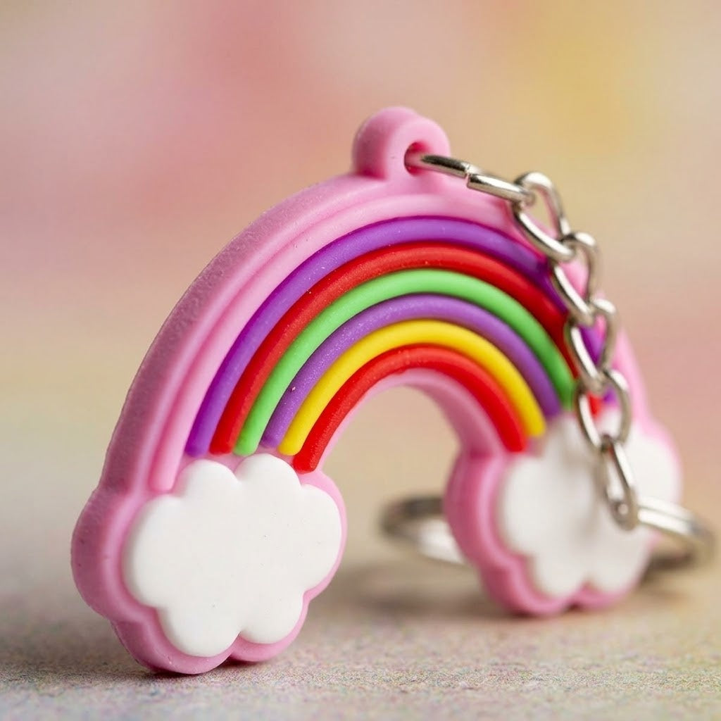 Rainbow Keychain Colourful Bag Charm for Kids - close-up