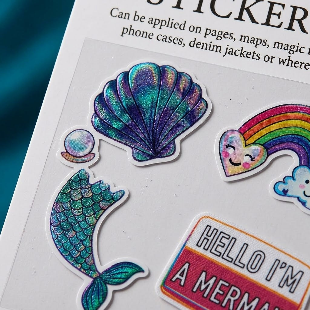 3D Puffy Stickers Unicorn, Flamingo & Mermaid - close-up