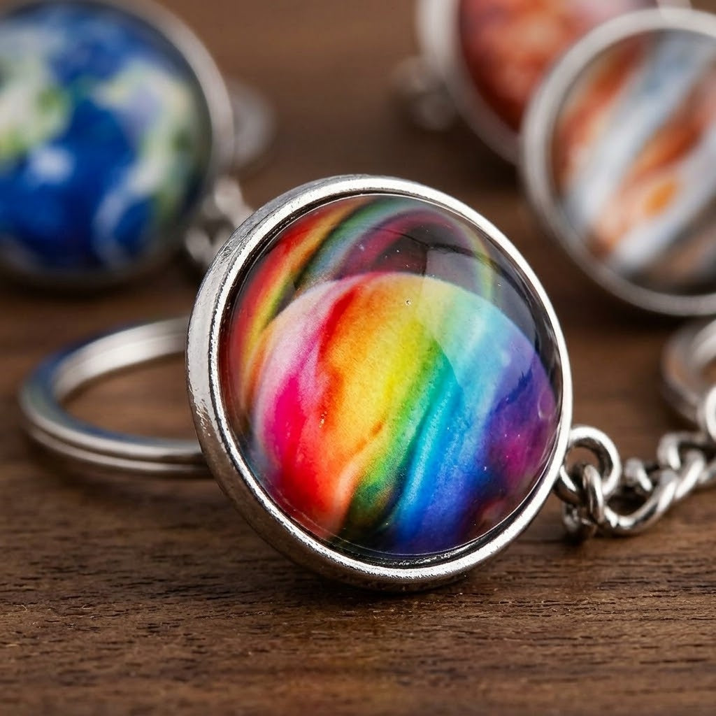 Planet Keychain Solar System Keyring 2.2 cm - close-up
