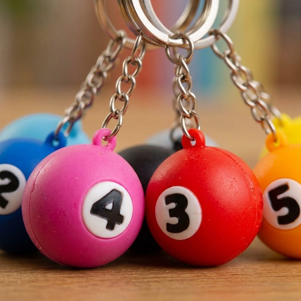 Billiard Ball Keychain Pool Ball Keyring 3 cm - close-up