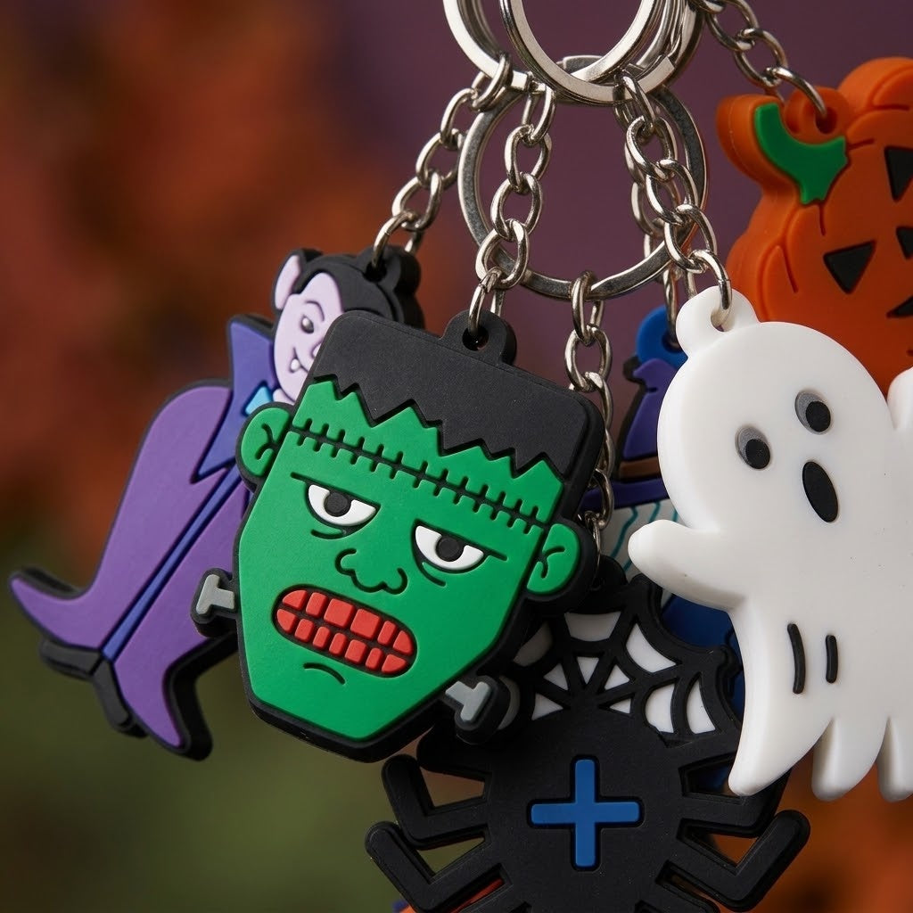 Halloween Keychain Assorted Spooky Keyring Party Favour - close-up