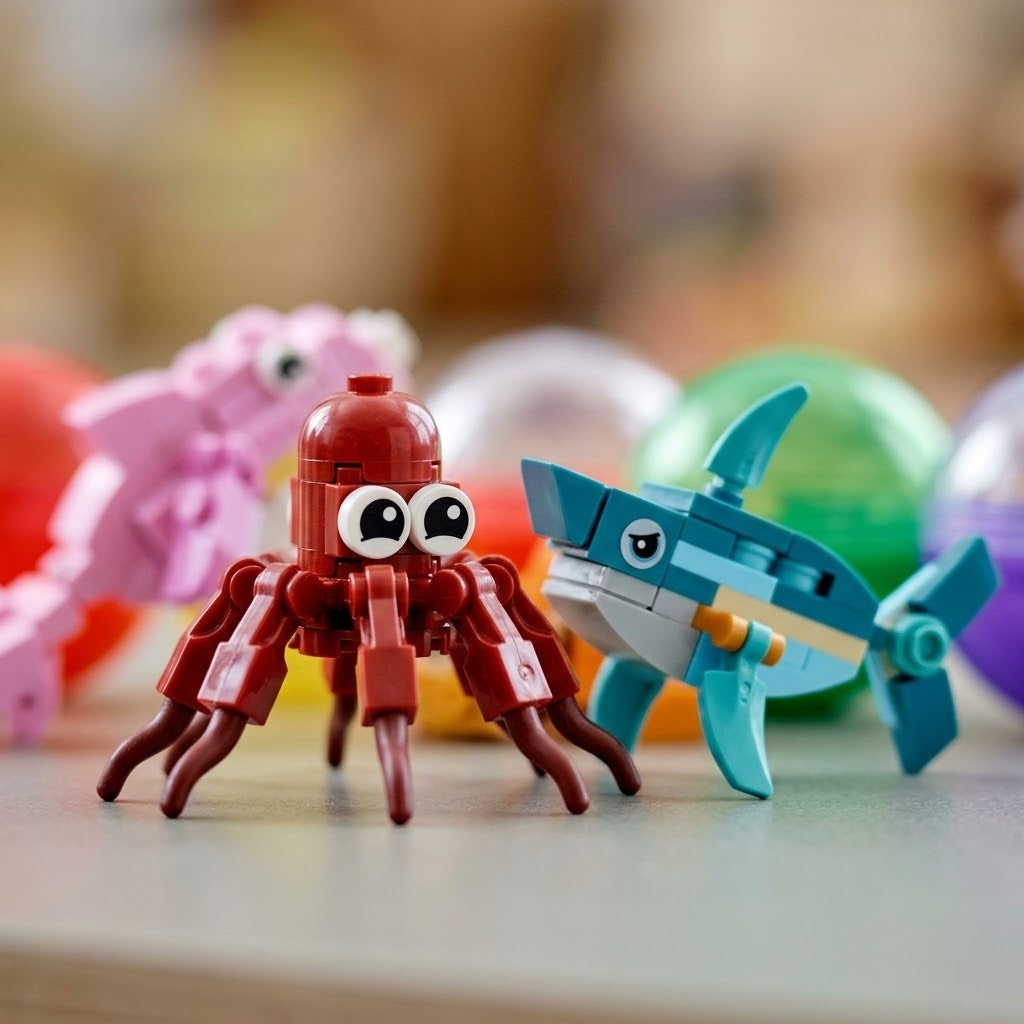 Sea Animal Compatible Building Bricks in Capsule 6.5 cm - close-up