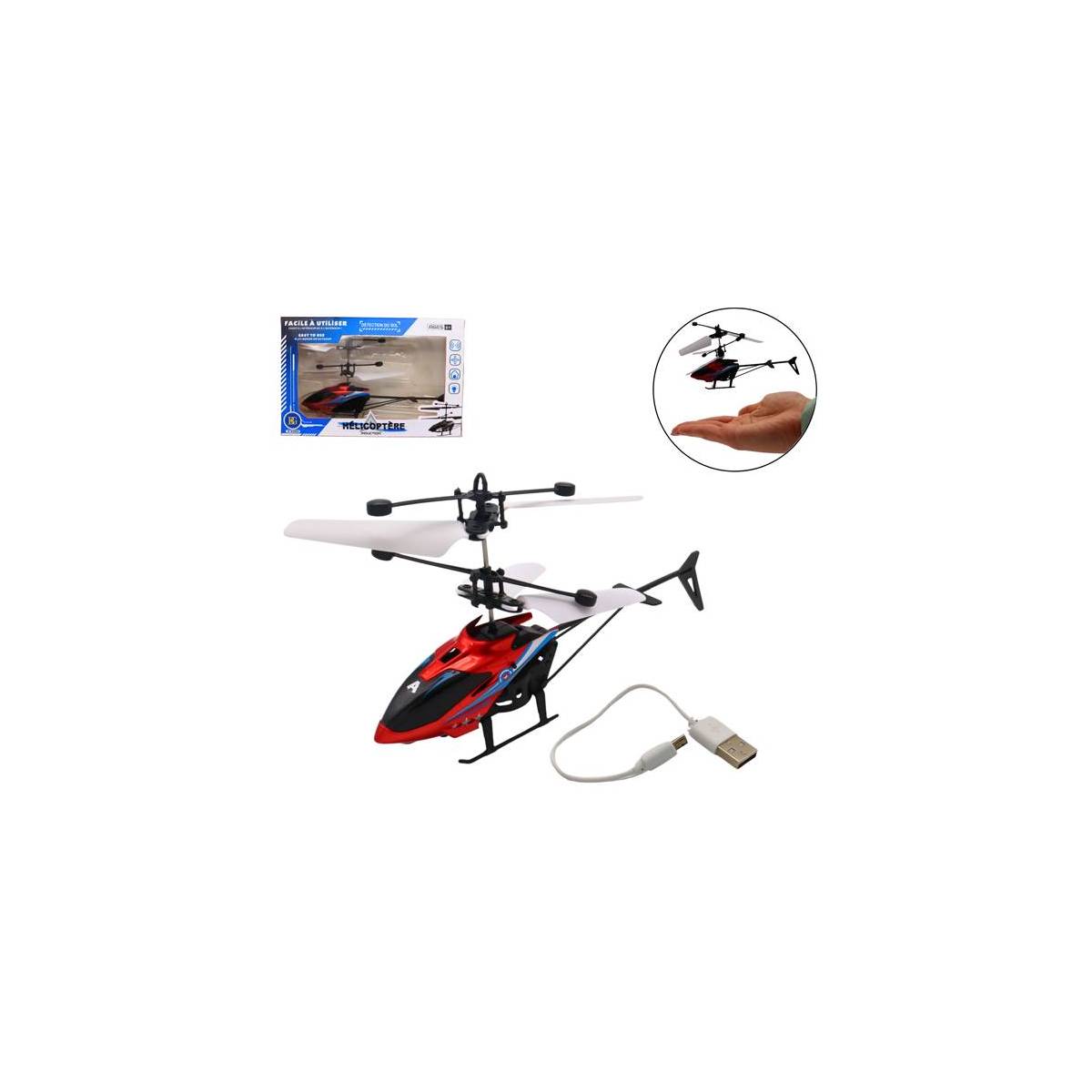 Induction Flying Helicopter 19 cm, Hand-Controlled