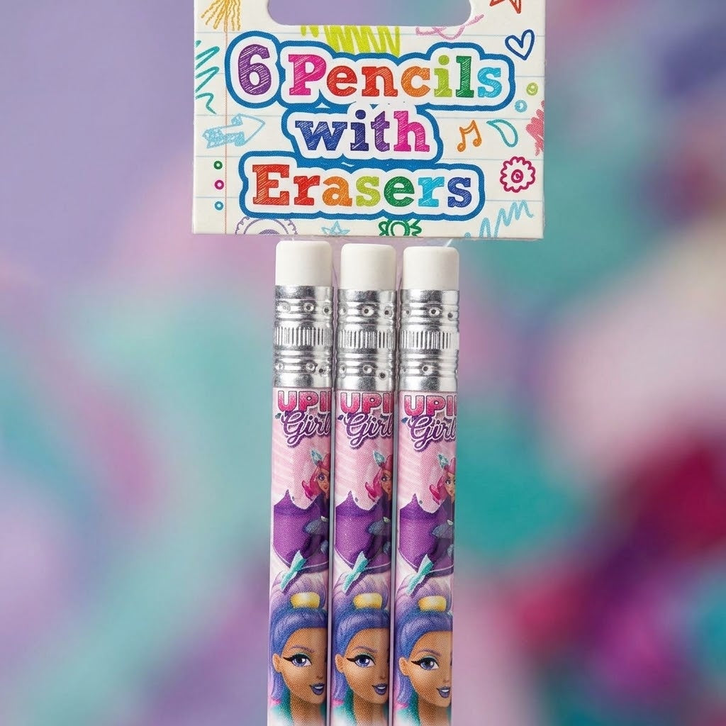 Super Girl Pencil with Eraser Party Bag Filler - close-up