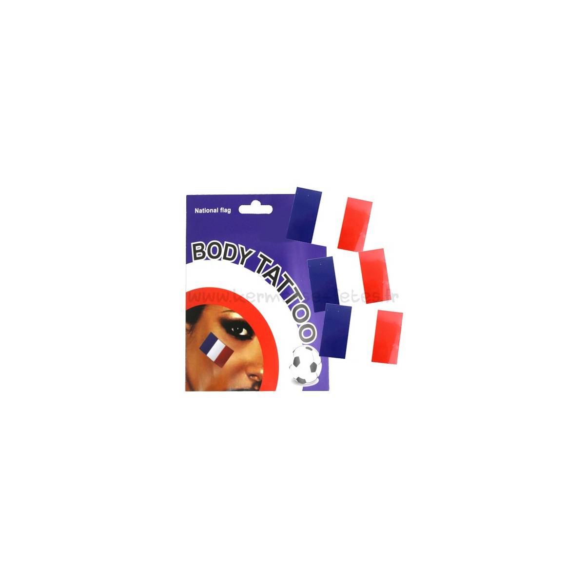 France: Set of 4 Blue White Red Flag Tattoos