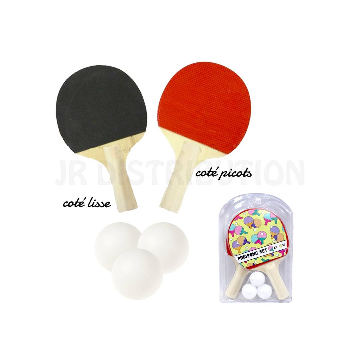 Ping Pong Set: 2 Rackets + 3 Balls