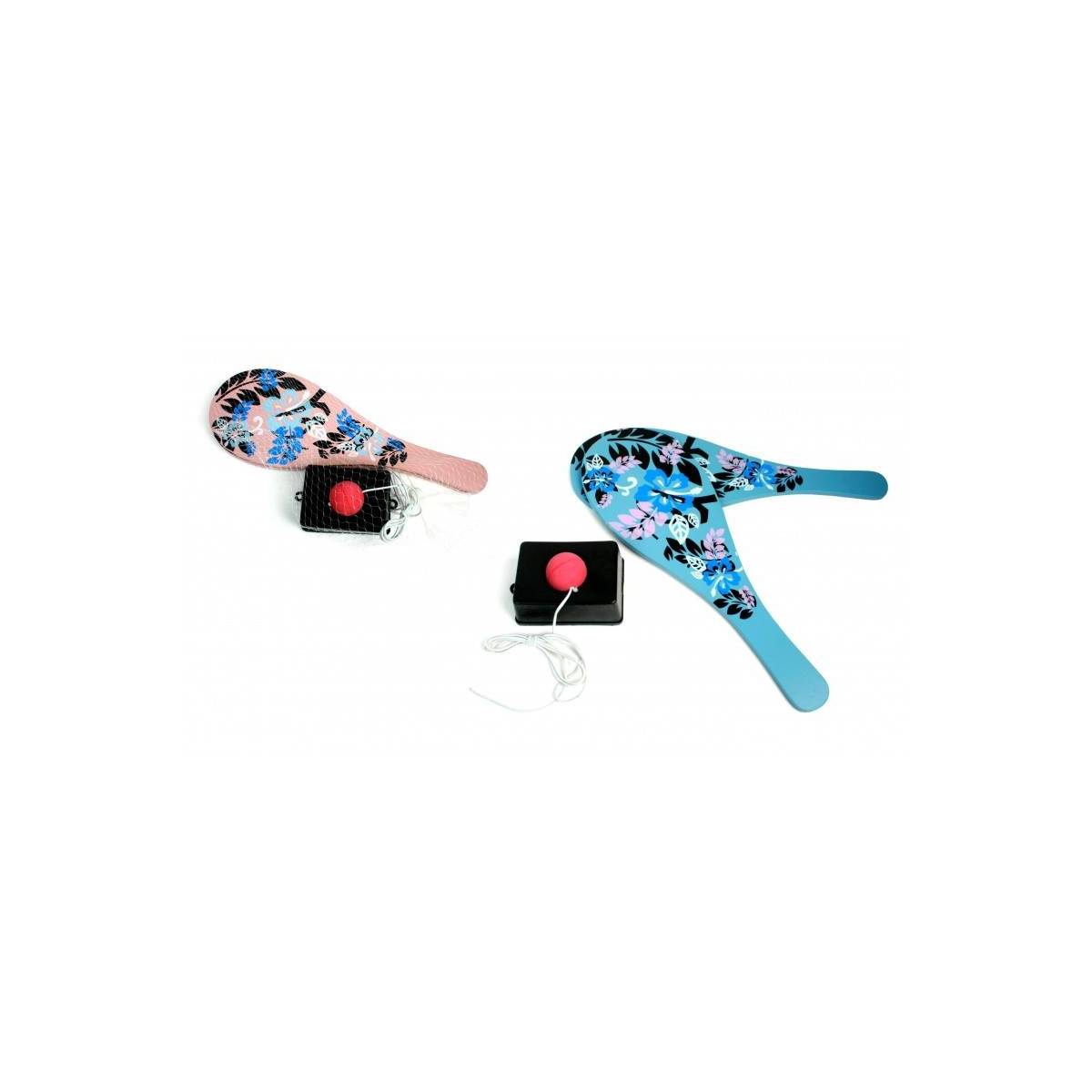 Topkari: 2 Wooden Rackets + Ball + Elastic Cord + Stand
