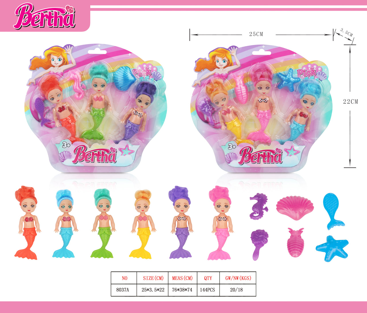 3PCS MERMAID W ACCESSOIRES