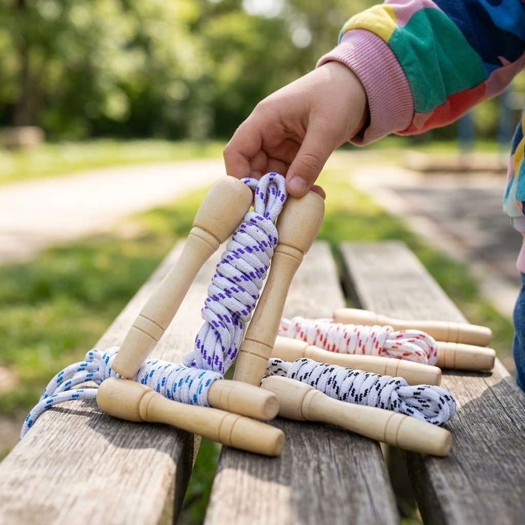 Skipping Rope with Wooden Handles 2 m – 4 Colours - lifestyle photo