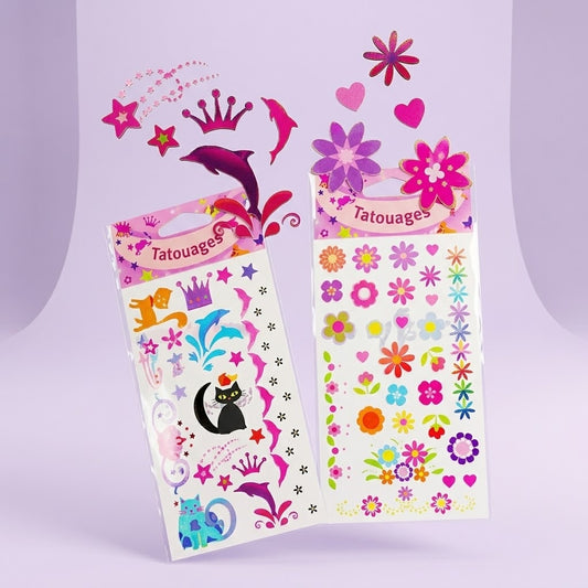 Temporary Tattoos Sheet for Girls Party Favours - studio photo