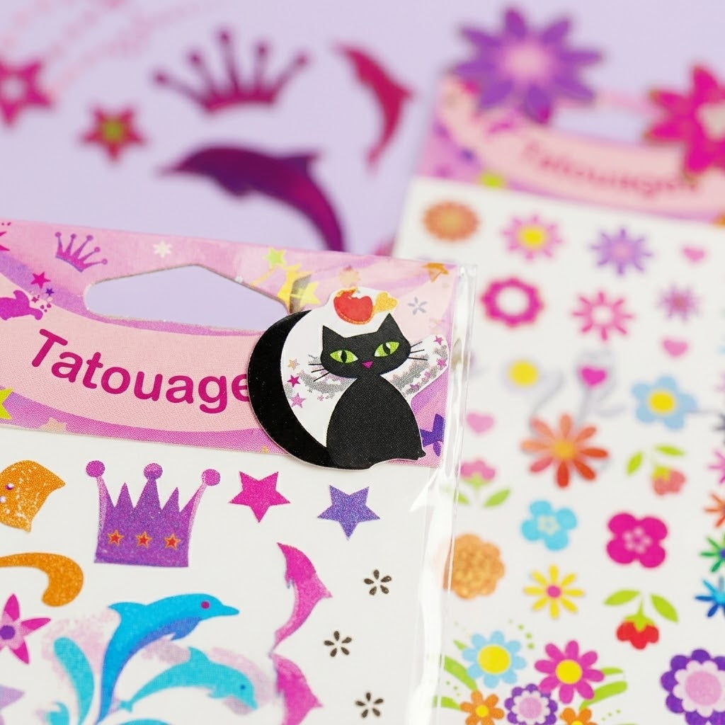 Temporary Tattoos Sheet for Girls Party Favours - close-up