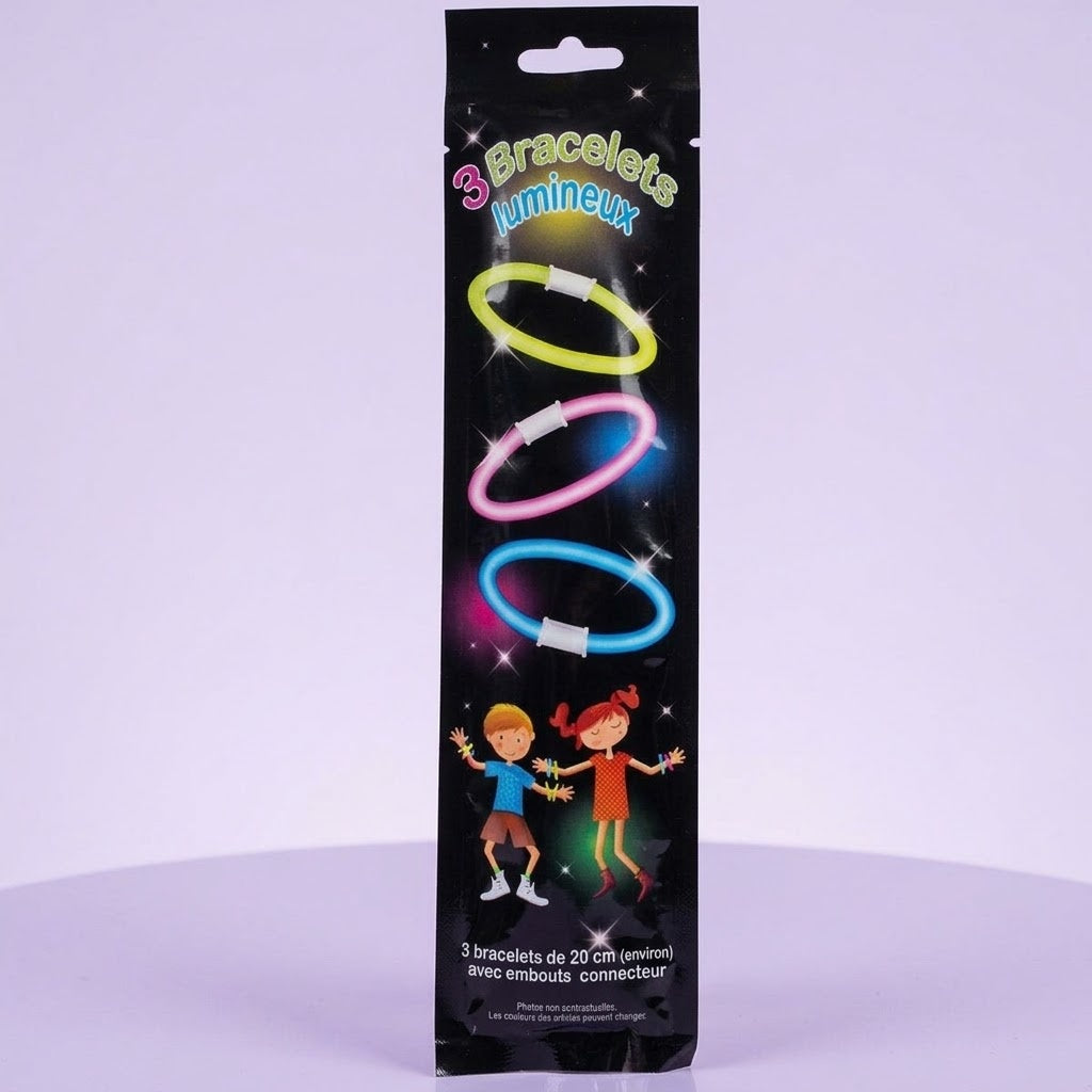 Glow Bracelets Set of 3 with Connectors 20 cm - studio photo