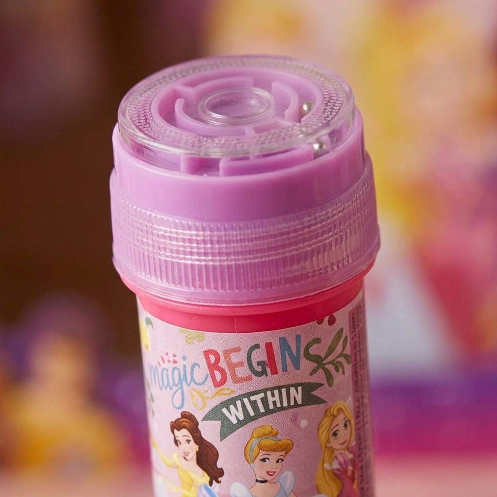 Disney Princess Bubbles Tube 50 ml with Maze Game Cap - close-up