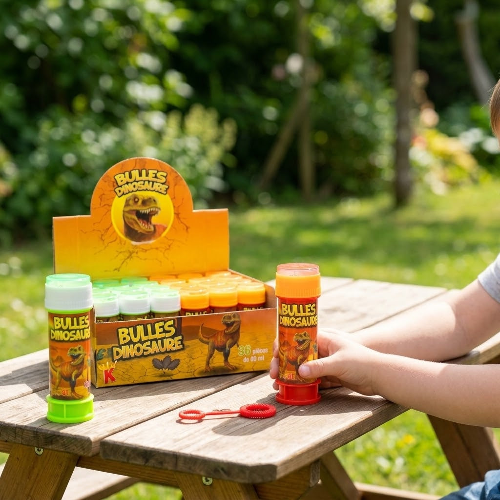 Dinosaur Bubbles Tube 60 ml with Maze Game Cap - lifestyle photo
