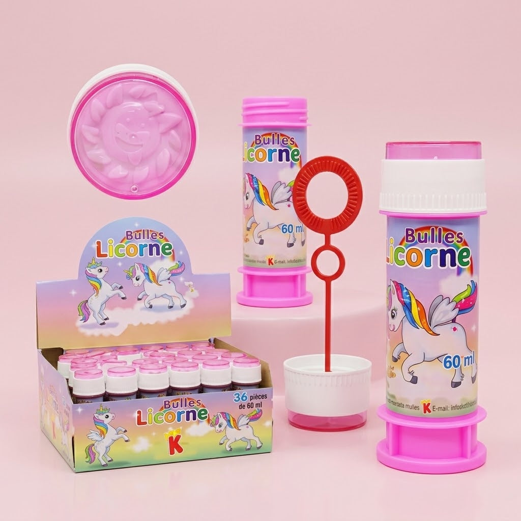 Unicorn Bubbles Tube 60 ml with Maze Game Cap - studio photo