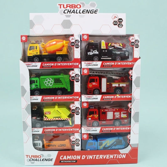 Pull Back Emergency Truck 1:55 Scale Metal 12 cm - studio photo