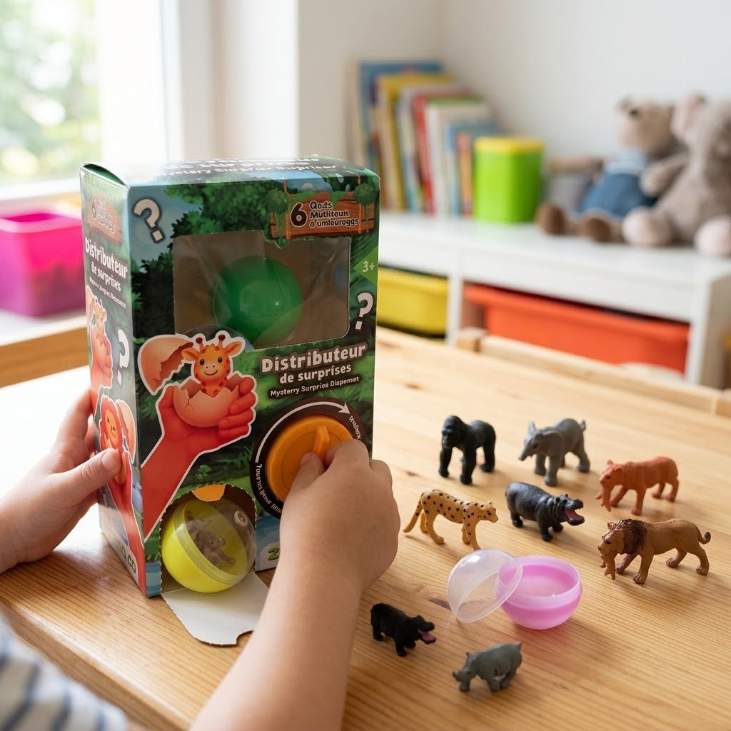 Capsule Dispenser with 6 Surprise Wild Animal Figures - lifestyle photo