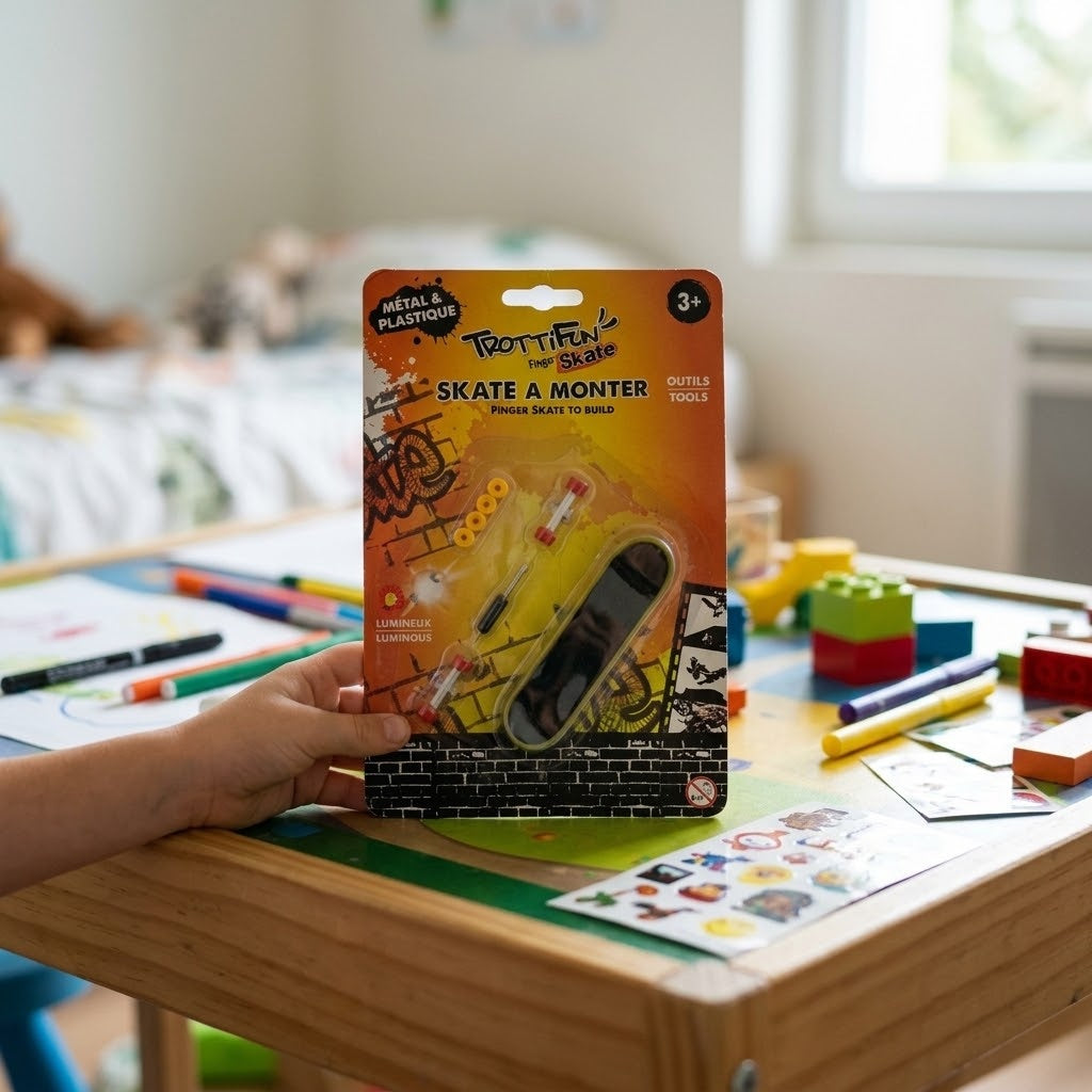 Light-Up Finger Skateboard Build Kit with Tools - lifestyle photo