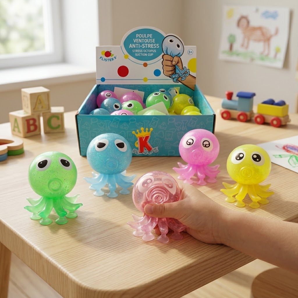 Suction Cup Octopus Squishy Stress Toy 8 cm - lifestyle photo