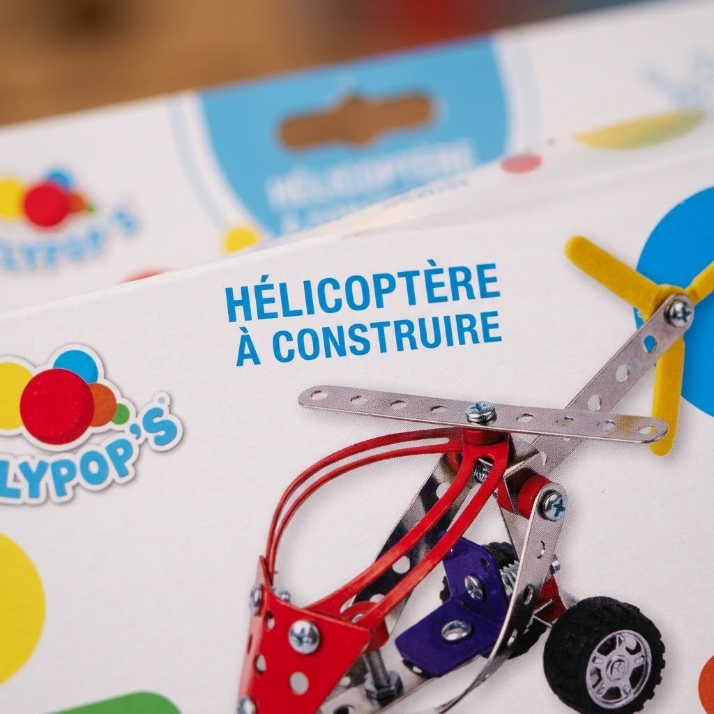 Build Your Own Metal Helicopter Kit 58 Pieces - close-up