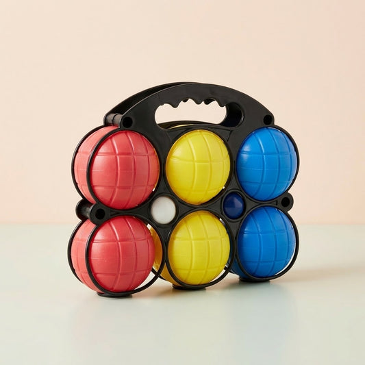 Plastic Petanque Boules Set of 6 with Jack - studio photo