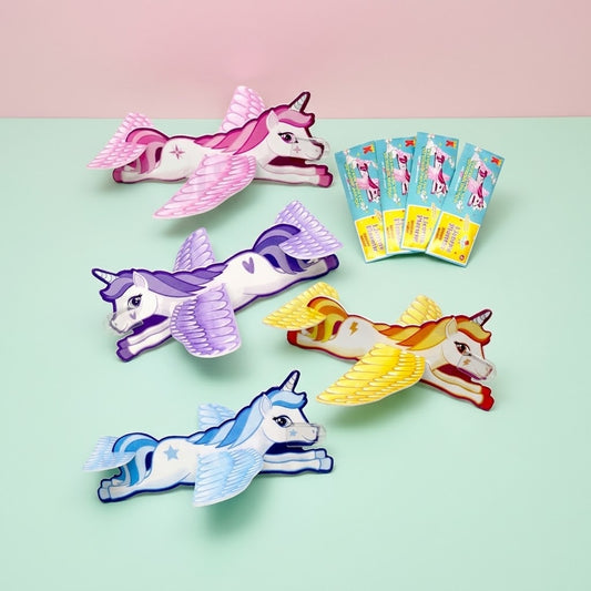 Styrofoam Unicorn Glider Plane 18 cm Flying Toy - studio photo