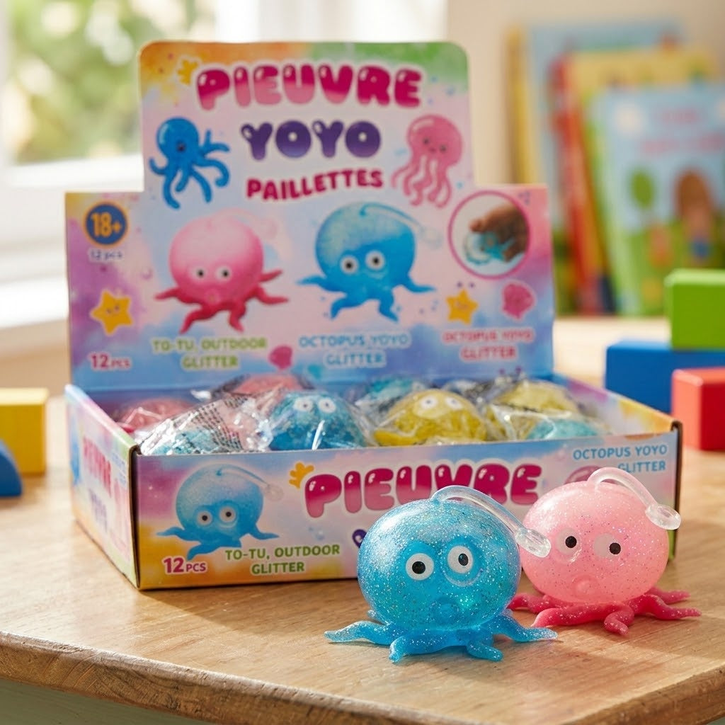 Stretchy Octopus Yoyo Stress Ball Fidget Toy 5 cm - close-up