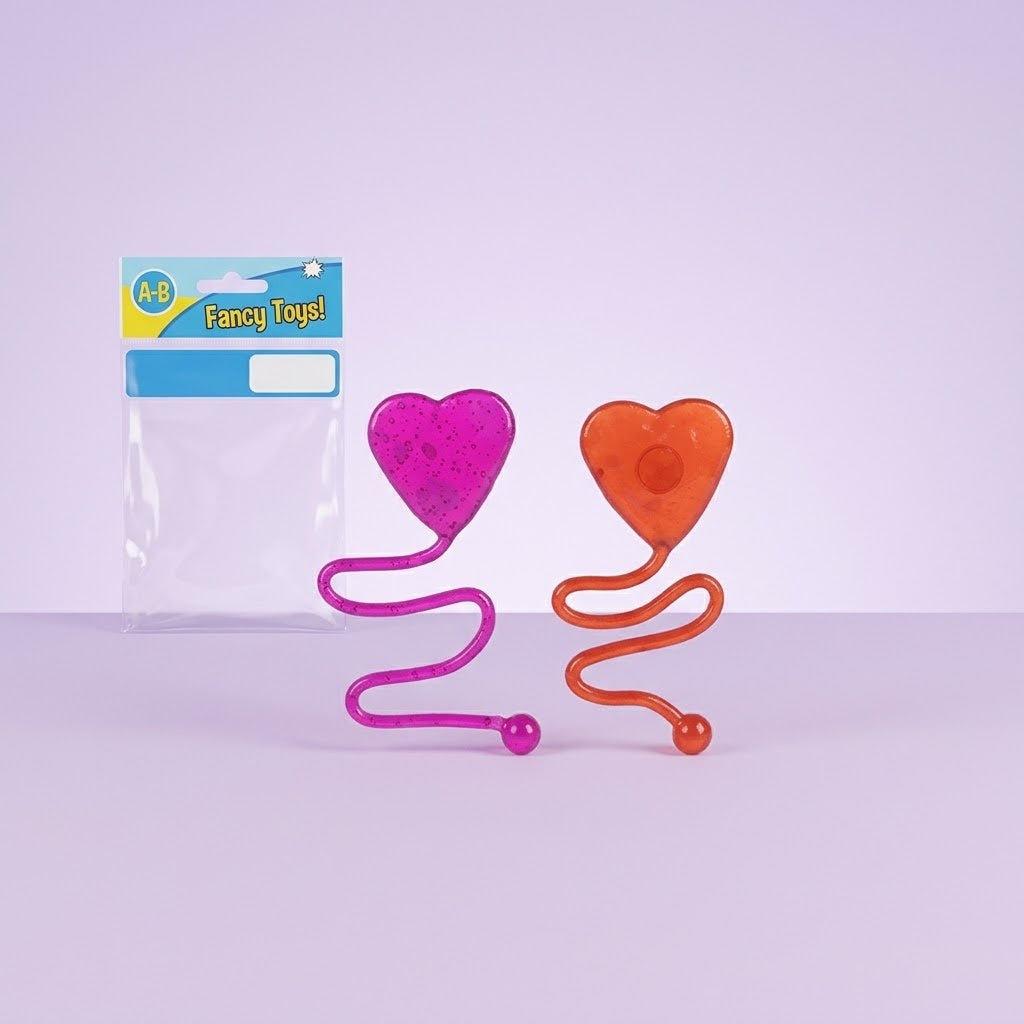 Sticky Heart 4 cm Stretchy Valentine Toy - studio photo