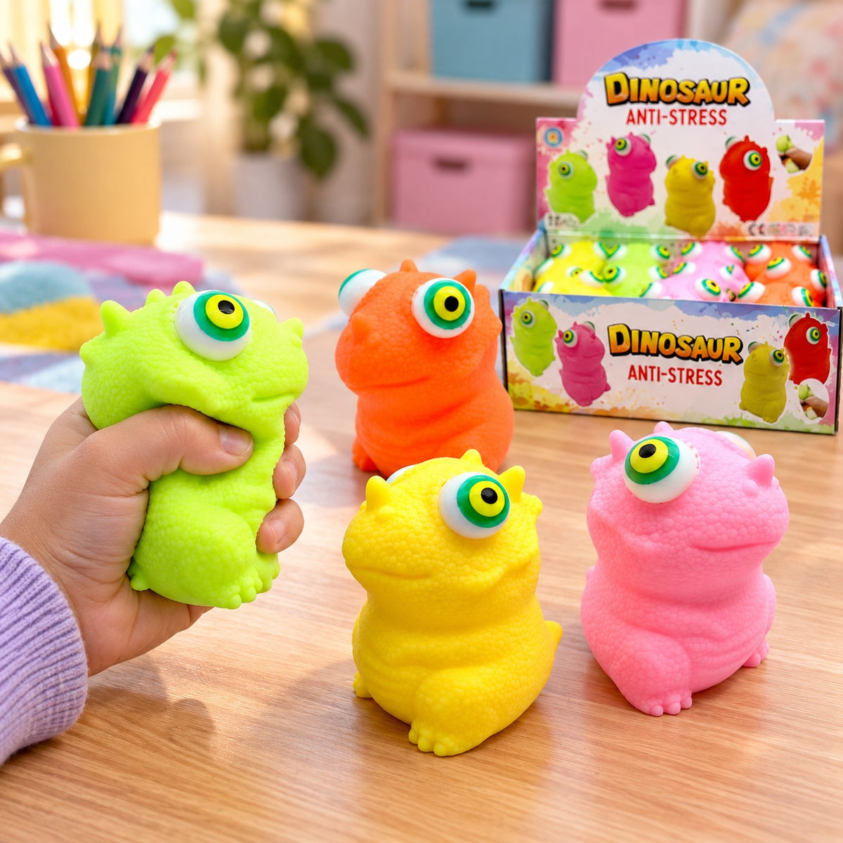 Big Eyes Squishy Dinosaur Stress Toy Fidget Toy - lifestyle photo