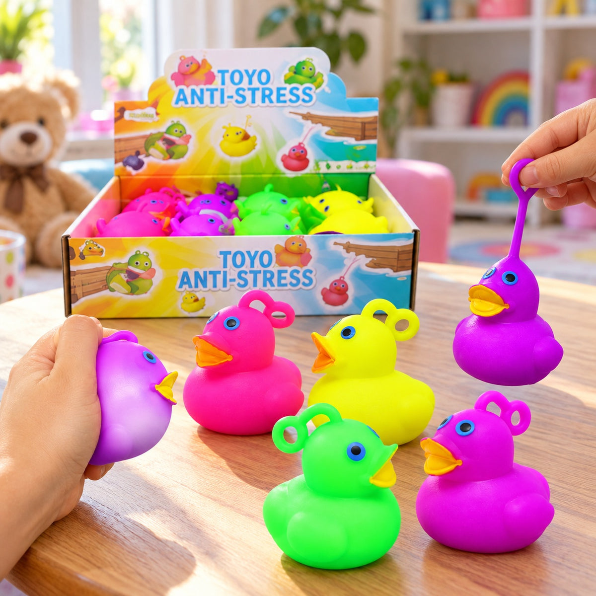 Yoyo Punch Squishy Duck Stress Toy 7 cm - lifestyle photo