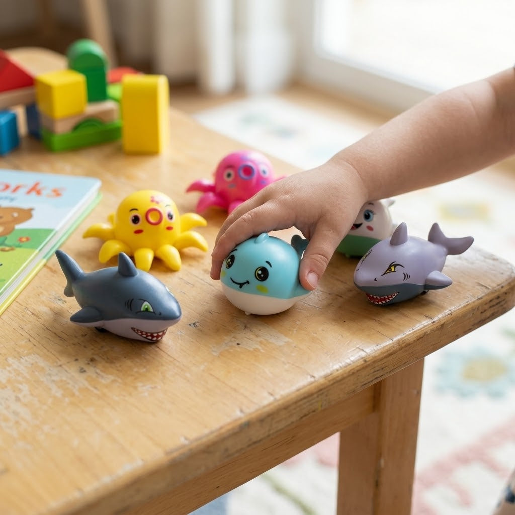 Pull Back Sea Animal Toy Shark Whale Octopus 7–9 cm - lifestyle photo