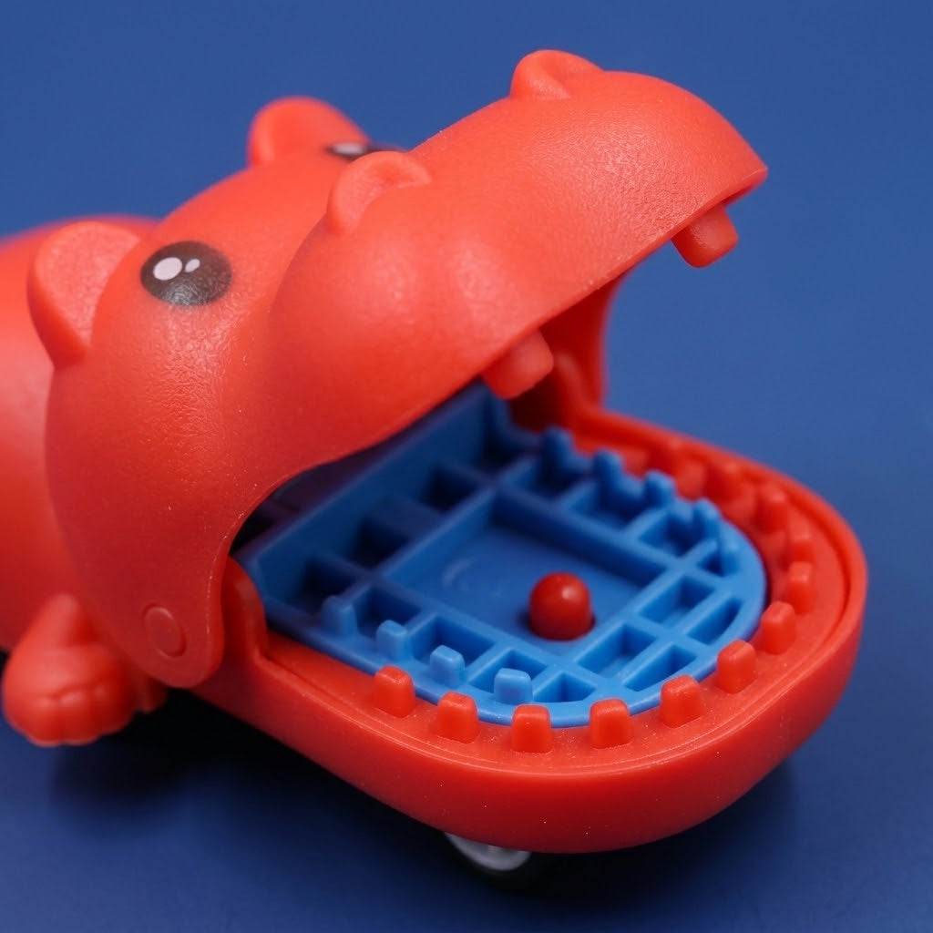 Pull Back Crocodile or Hippo Animal Toy 7 cm - close-up