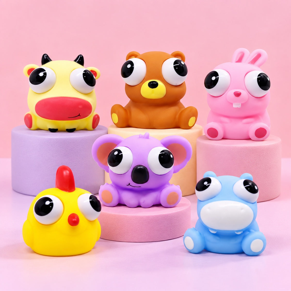 Big Eyes Squishy Animal Stress Toy 7 cm Assorted - studio photo
