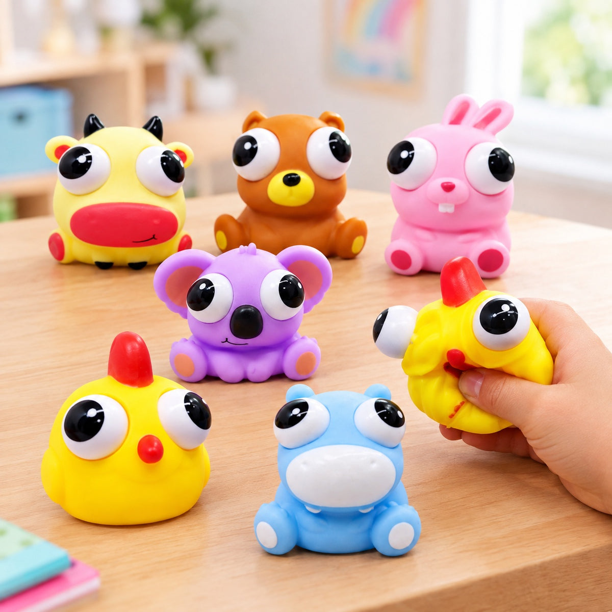 Big Eyes Squishy Animal Stress Toy 7 cm Assorted - lifestyle photo