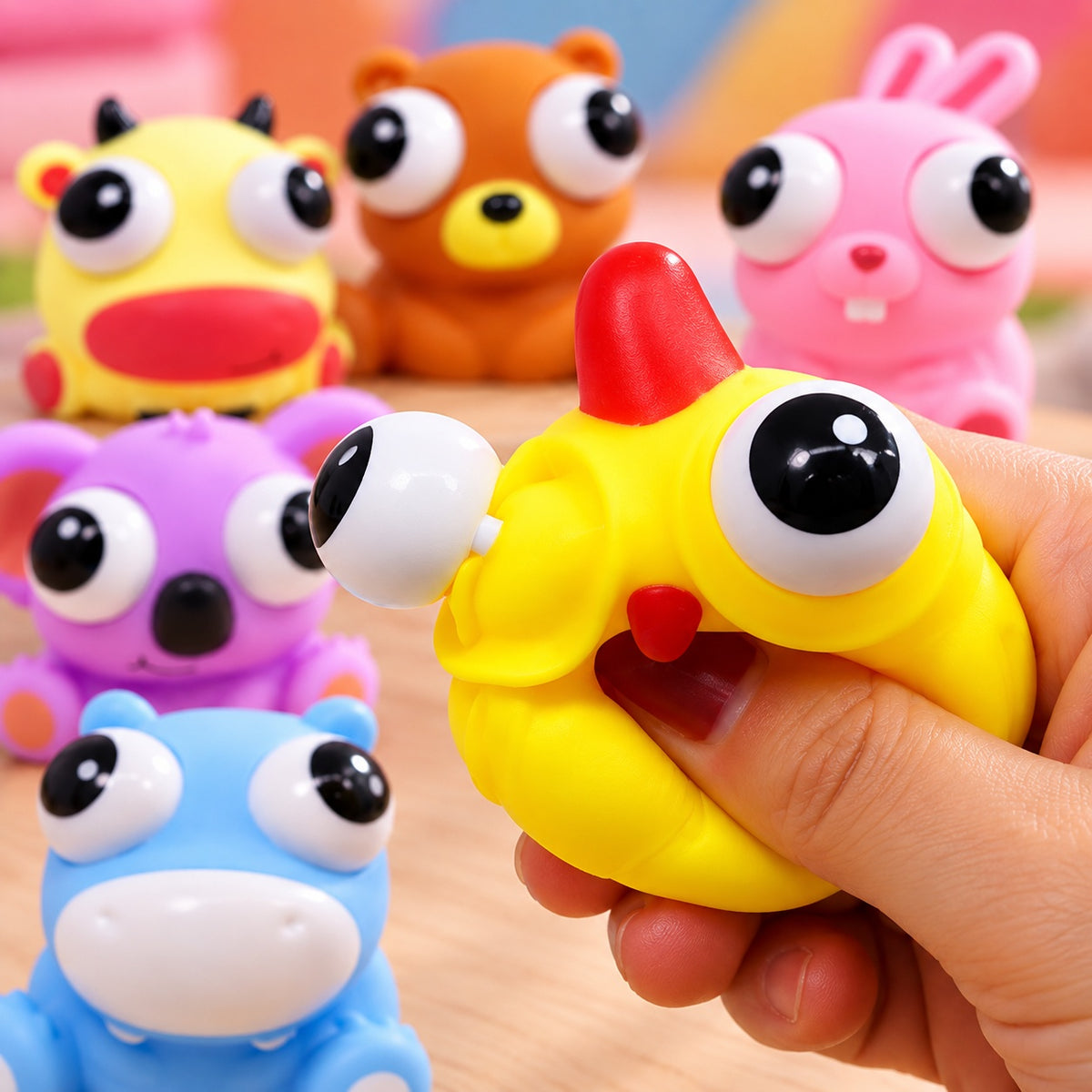 Big Eyes Squishy Animal Stress Toy 7 cm Assorted - close-up