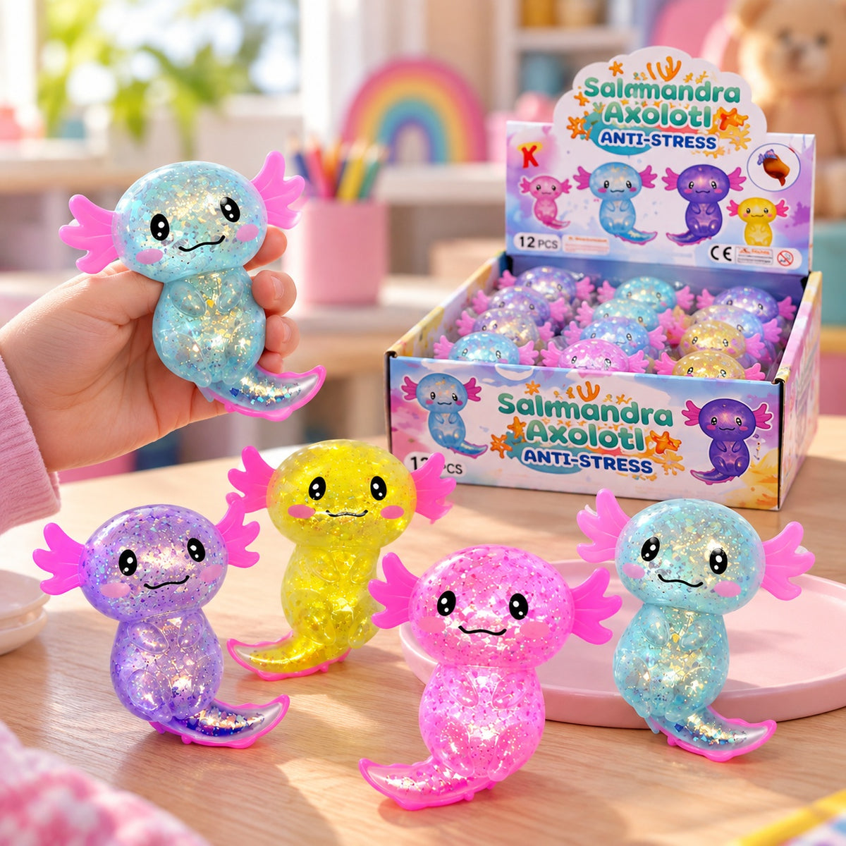 Axolotl Squishy Stress Toy Gel Filled 10 cm - lifestyle photo
