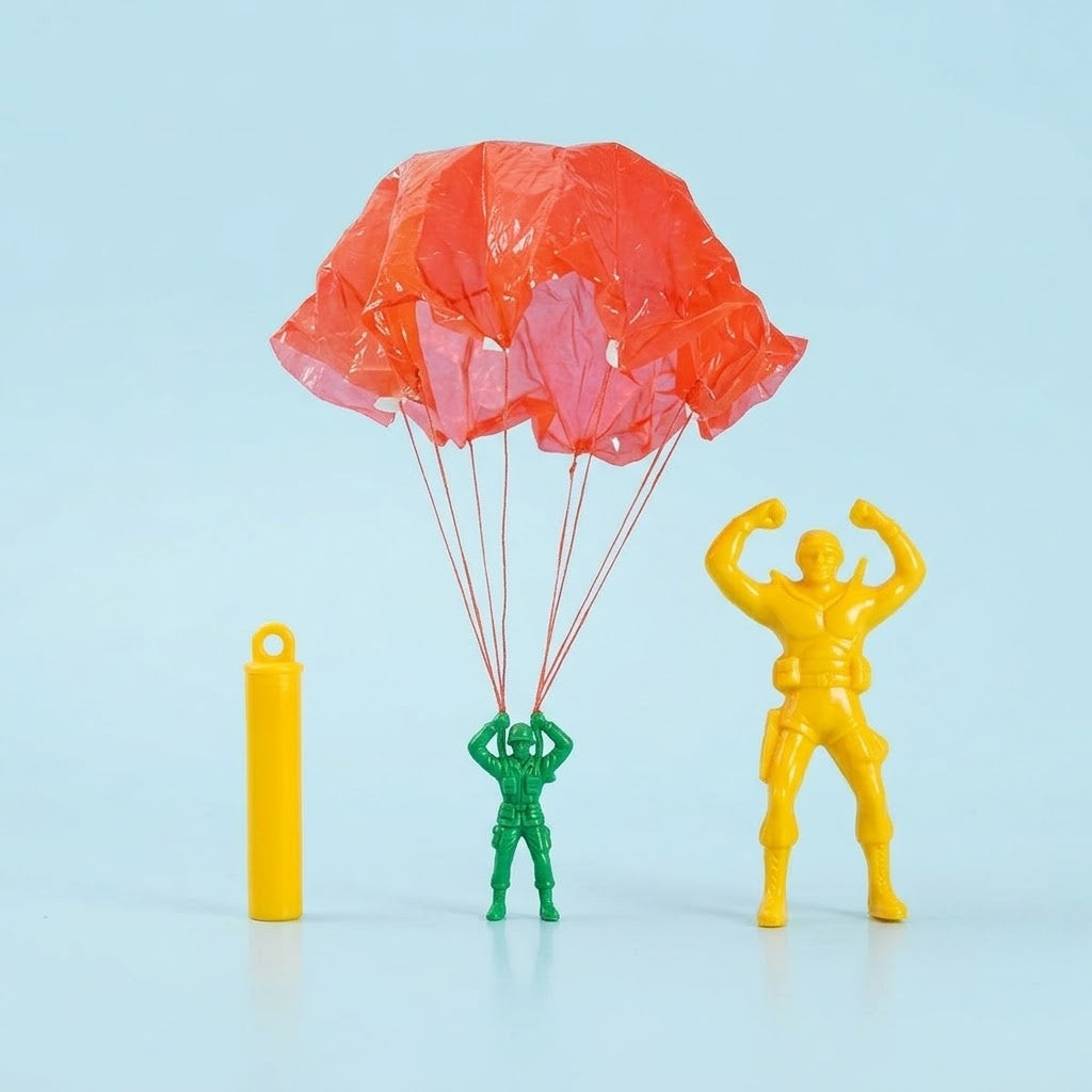 Fluorescent Parachute Man Toy with Launcher 9 cm - studio photo