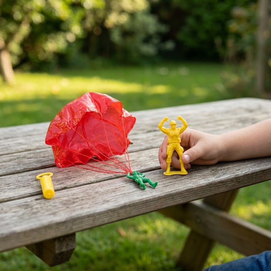 Fluorescent Parachute Man Toy with Launcher 9 cm - lifestyle photo
