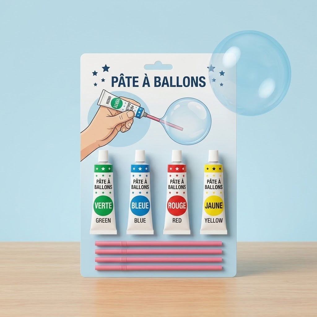 Plastic Balloon Putty with Straw Bubble Toy 6 cm - studio photo