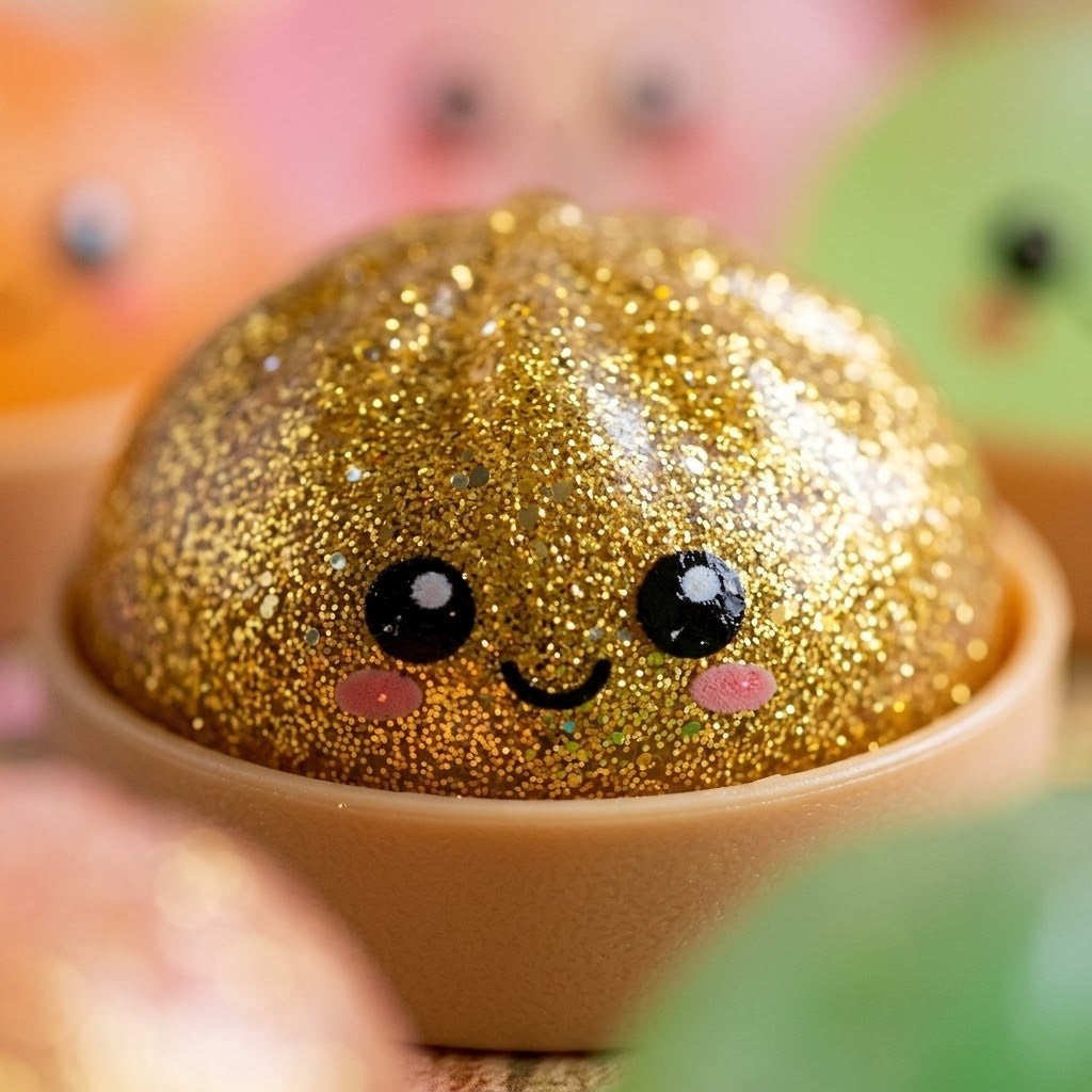Dumpling Squishy 6.5 cm in Steamer Box with Golden Edition - close-up
